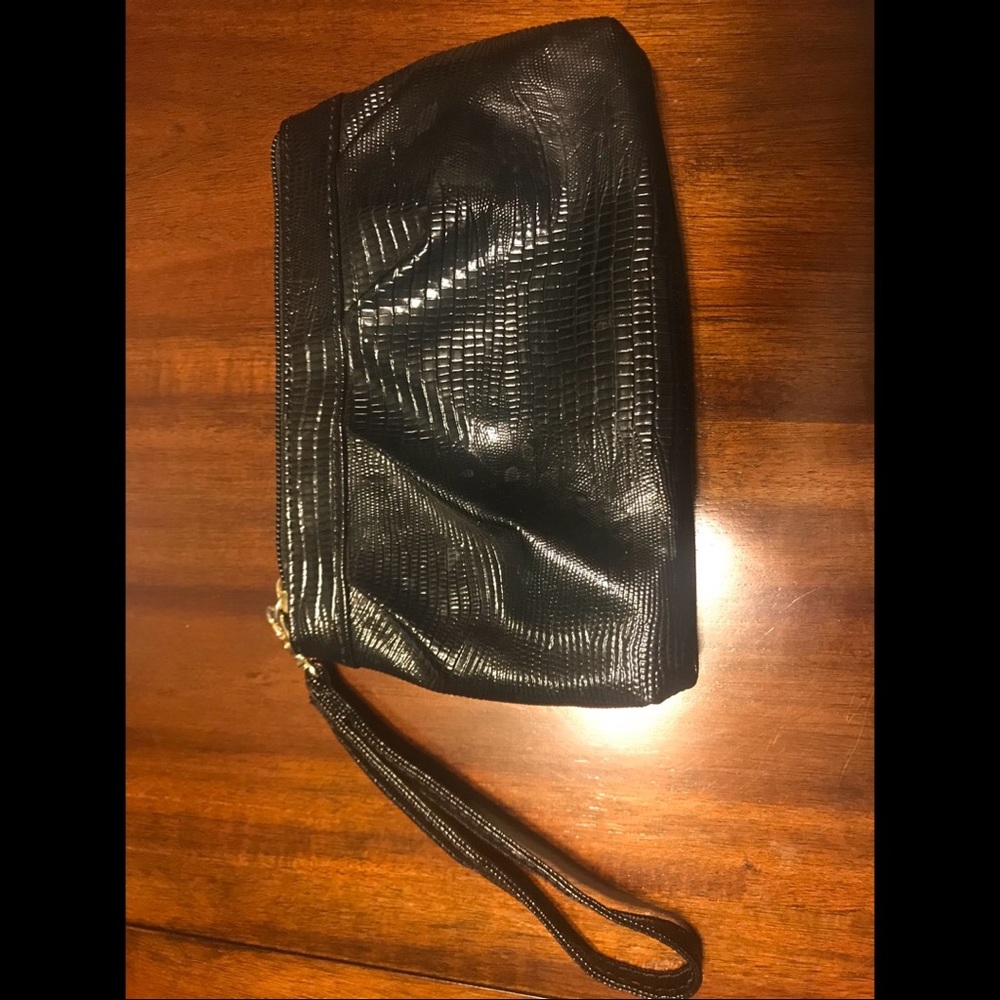 Small black clutch.